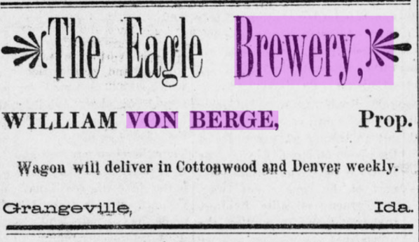 Eagle Brewery Ad Cottonwood Report 6-9-1893